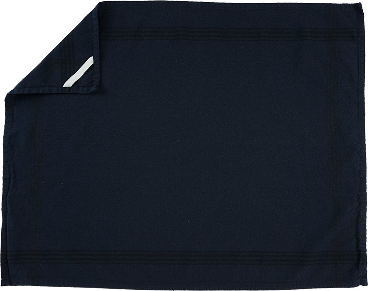 KOOK Theedoek Washed Navy 50 X 70 Cm - Blauw