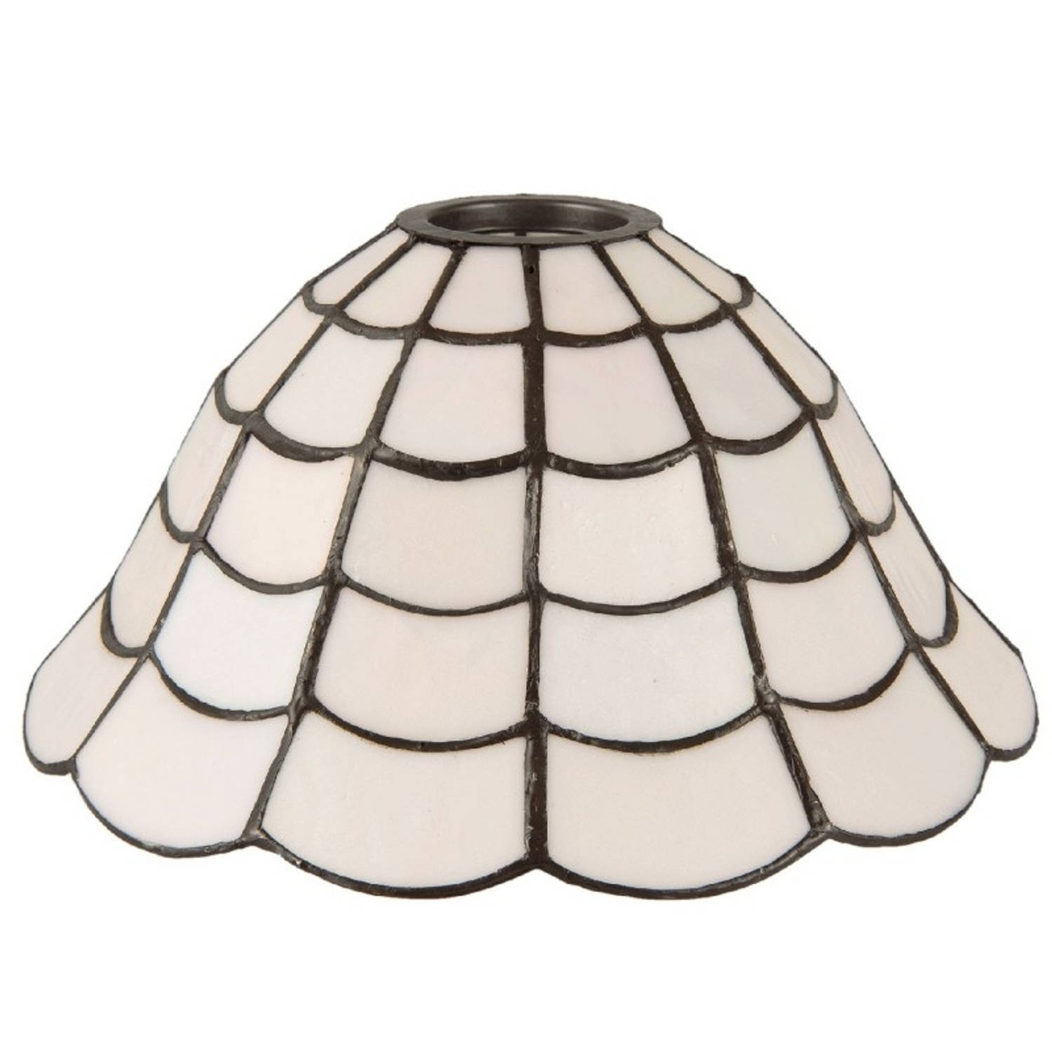Clayre & Eef Lampenkap Tiffany Ø 24*12 Cm Glas In Lood Art Deco Lumilamp 5ll-5935 - Wit