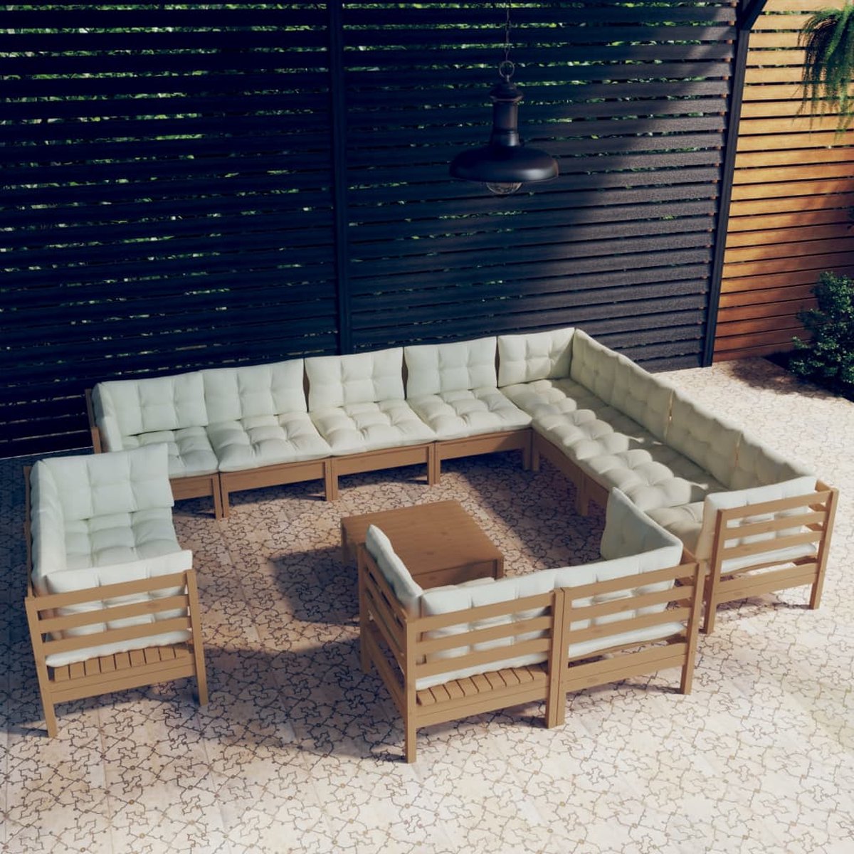 Vidaxl 13-delige Loungeset Met Kussens Grenenhout Honing - Bruin