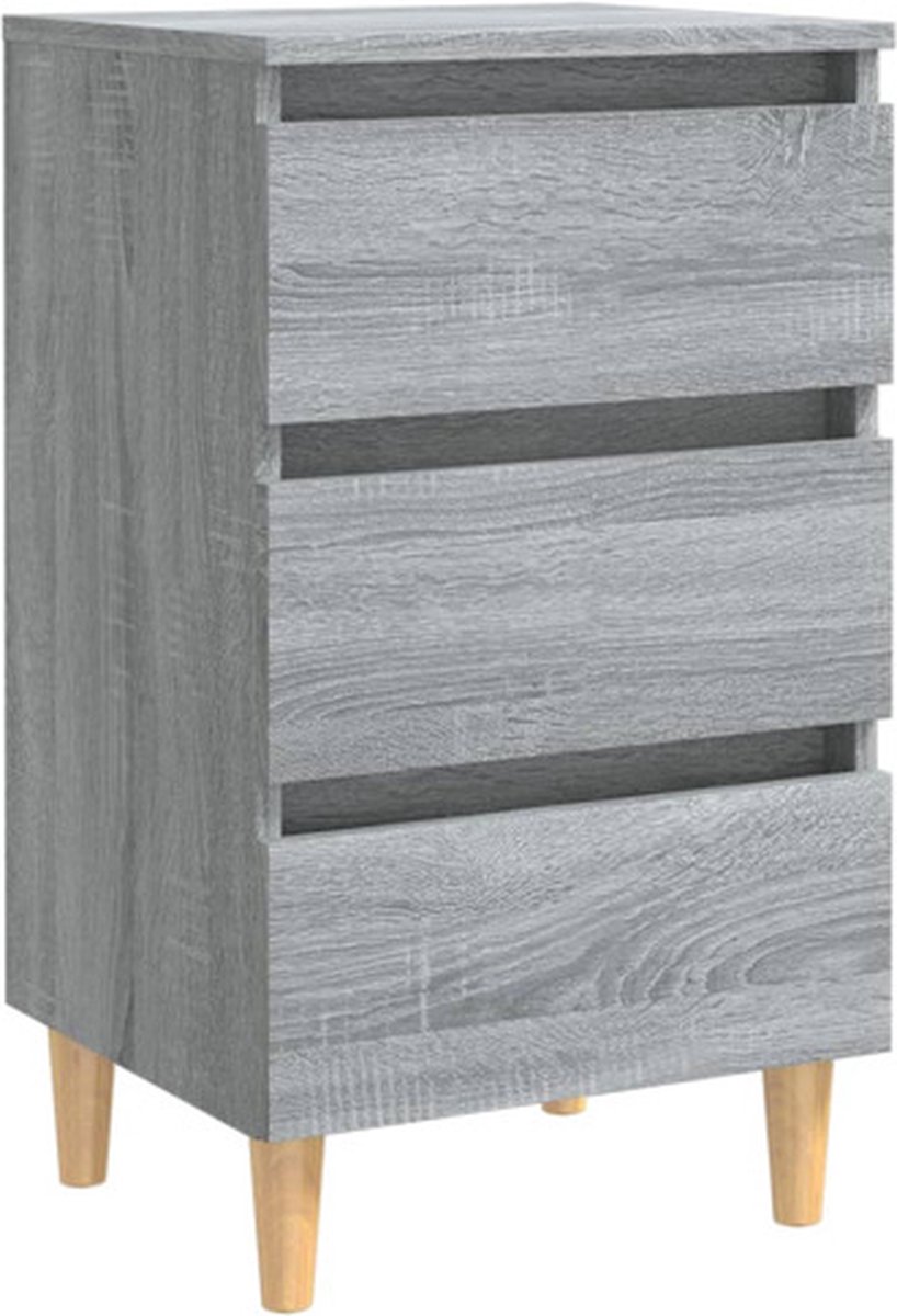 Vidaxl Nachtkastje Met Houten Poten 40x35x69 Cm Sonoma Eiken - Grijs