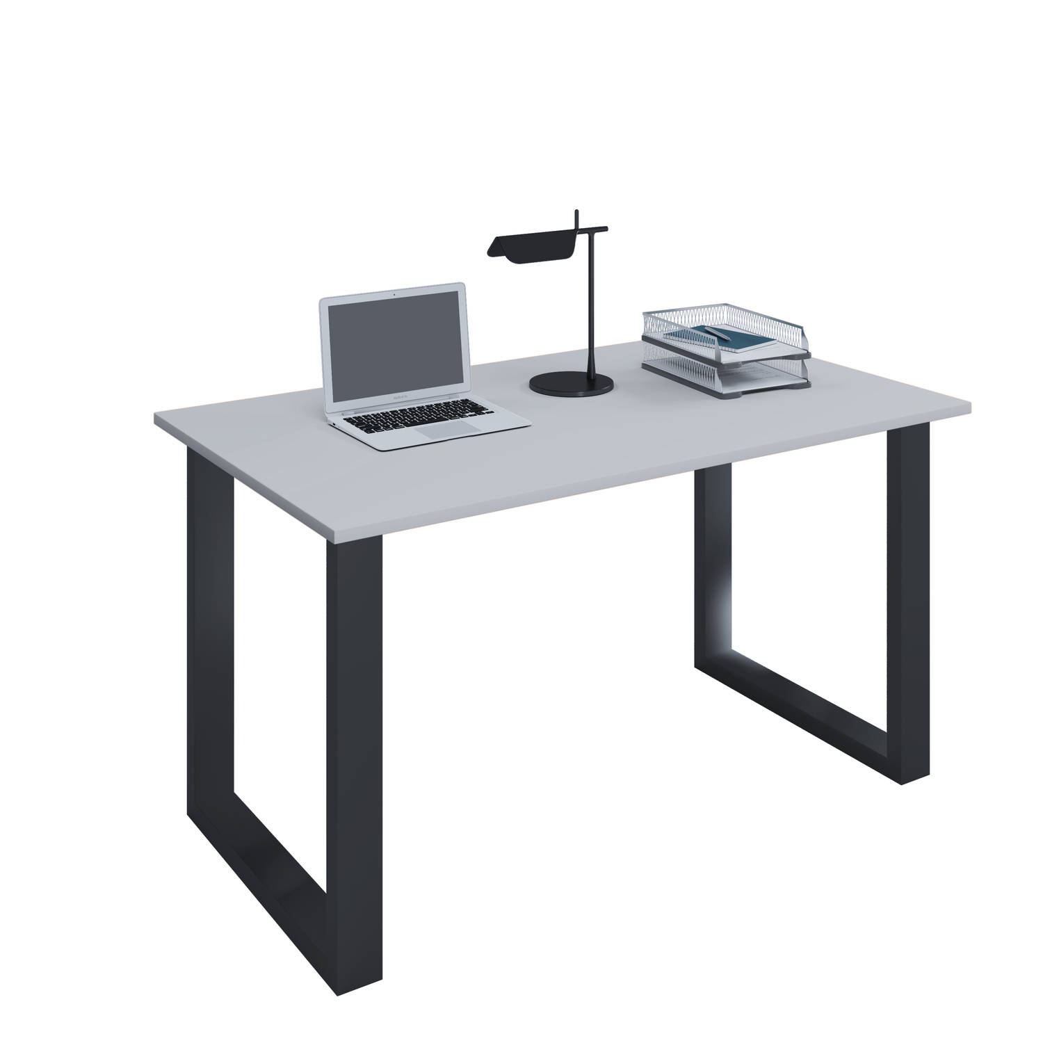 Lona Bureau 140x80 Cm U-frame Grijs/. - Zwart