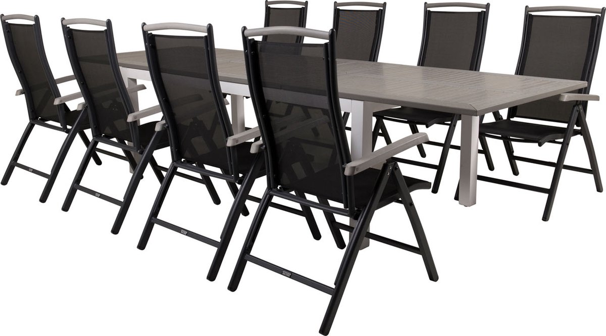 Albany Tuinmeubelset Tafel 100x224/324cm En 8 Stoel 5pos Albany,. - Grijs