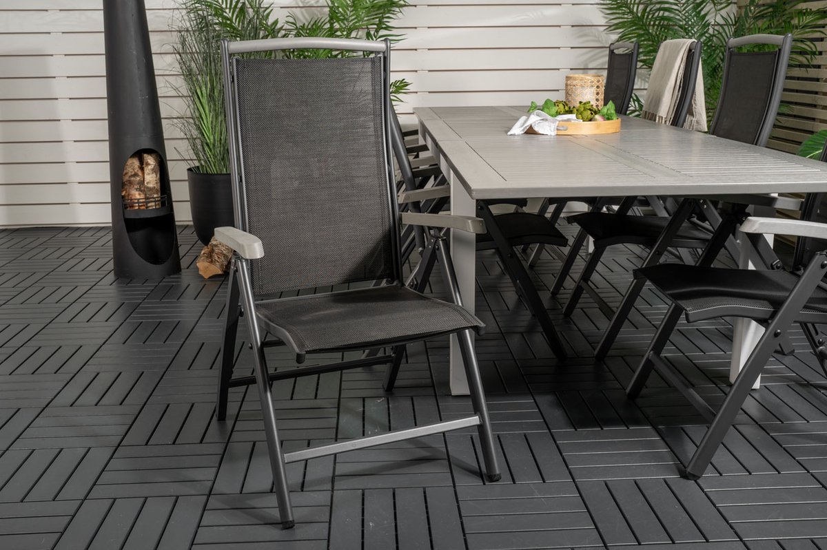 Albany Tuinmeubelset Tafel 100x224/324cm En 8 Stoel 5pos Albany,. - Grijs