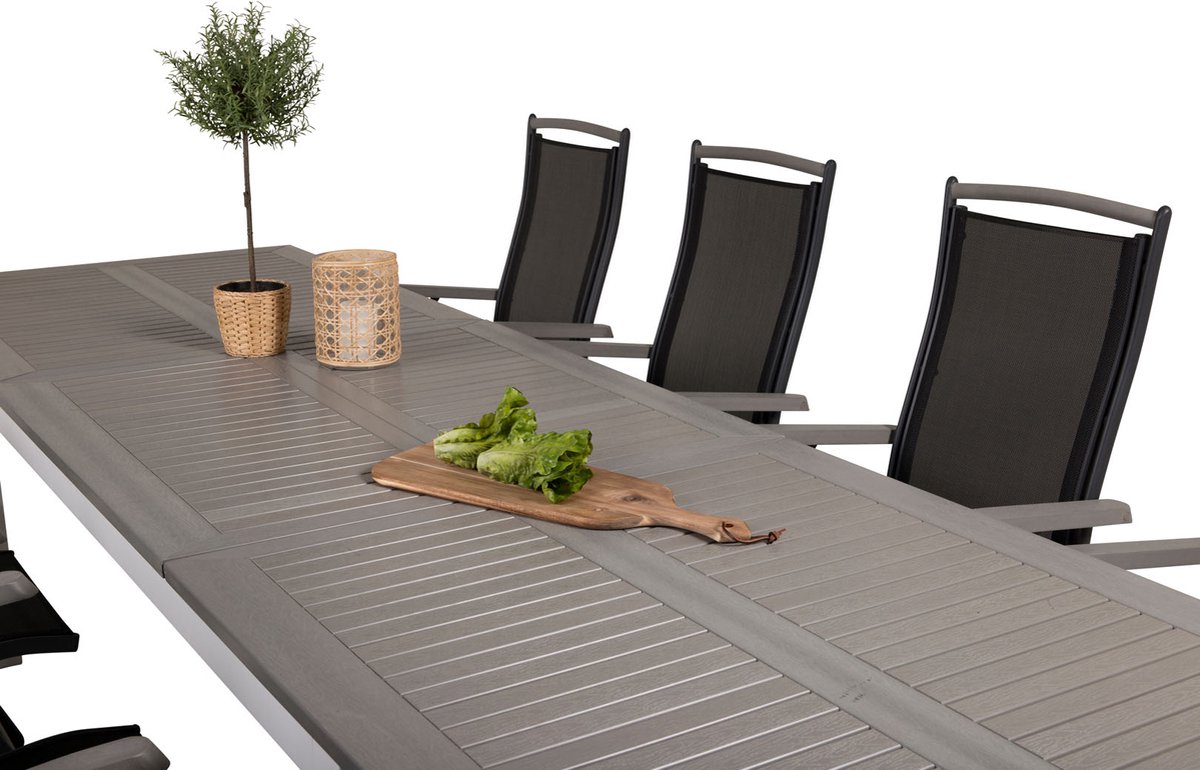 Albany Tuinmeubelset Tafel 100x224/324cm En 8 Stoel 5pos Albany,. - Grijs