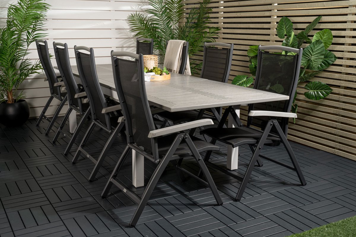 Albany Tuinmeubelset Tafel 100x224/324cm En 8 Stoel 5pos Albany,. - Grijs