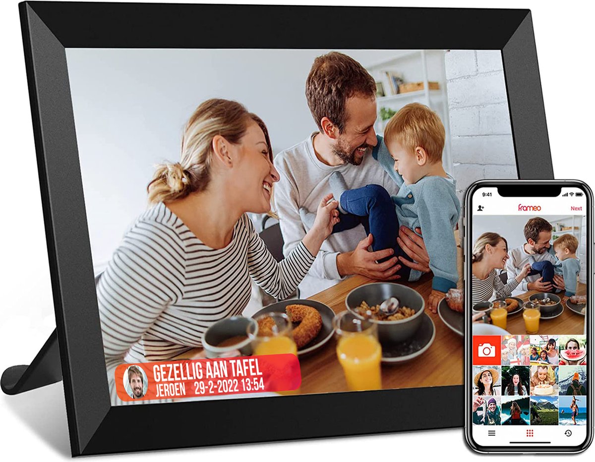 Strex Digitale Fotolijst Met Wifi - 10.1 Inch Touchscreen - Full Hd 1920x1200 - Frameo Software Via App - Zwart