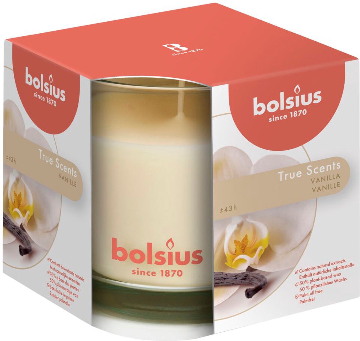 Bolsius Geurkaars True Scents Vanilla 9,7 Cm Glas/wax - Wit