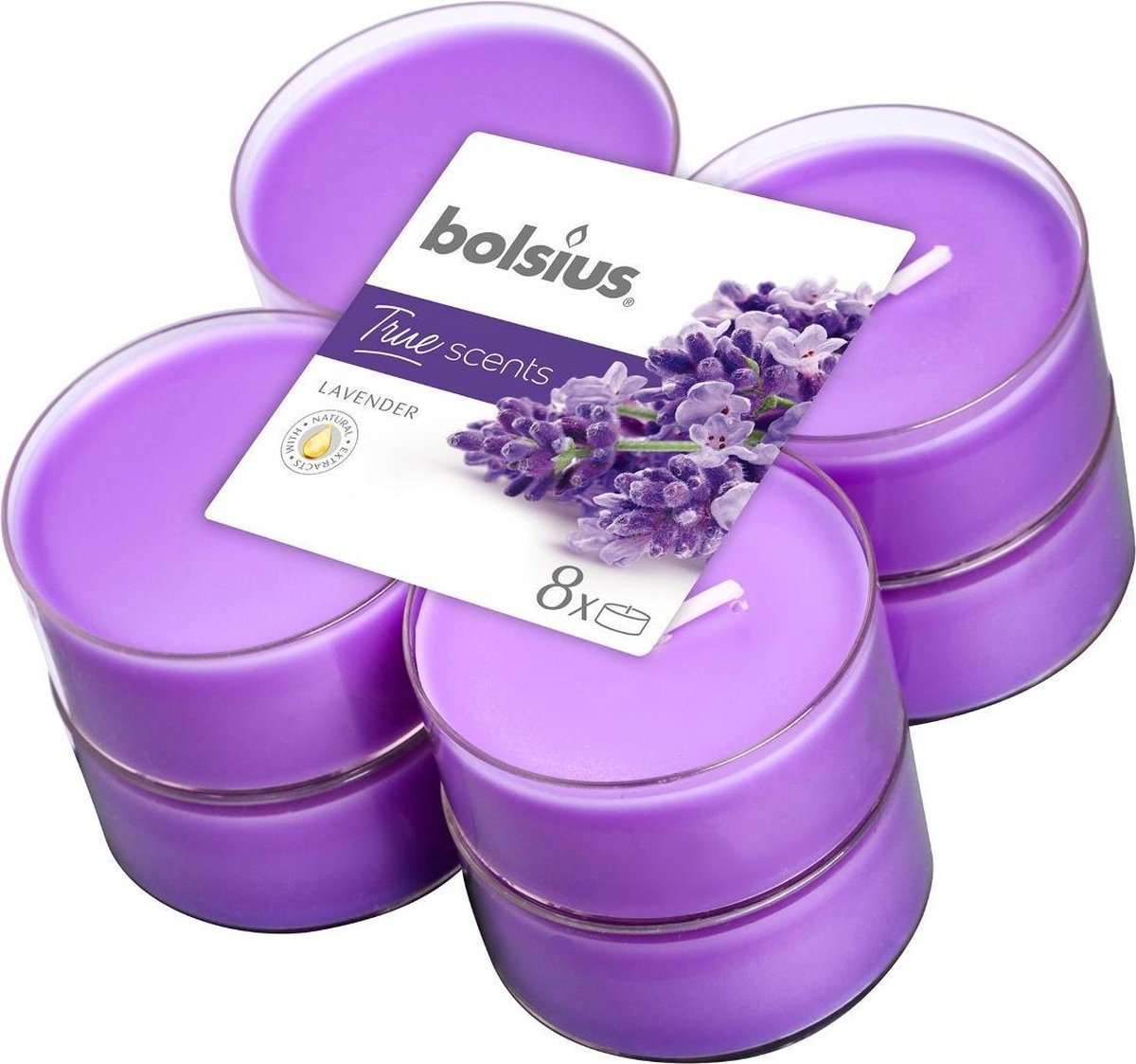 Bolsius Geurtheelichten True Scents Lavendel 11,7 Cm 8 Stuks - Paars