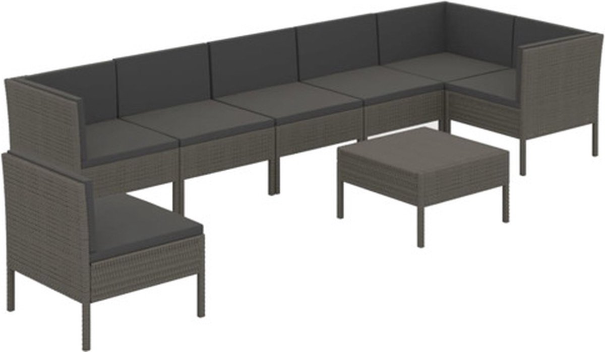 Vidaxl 8-delige Loungeset Met Kussens Poly Rattan - Grijs