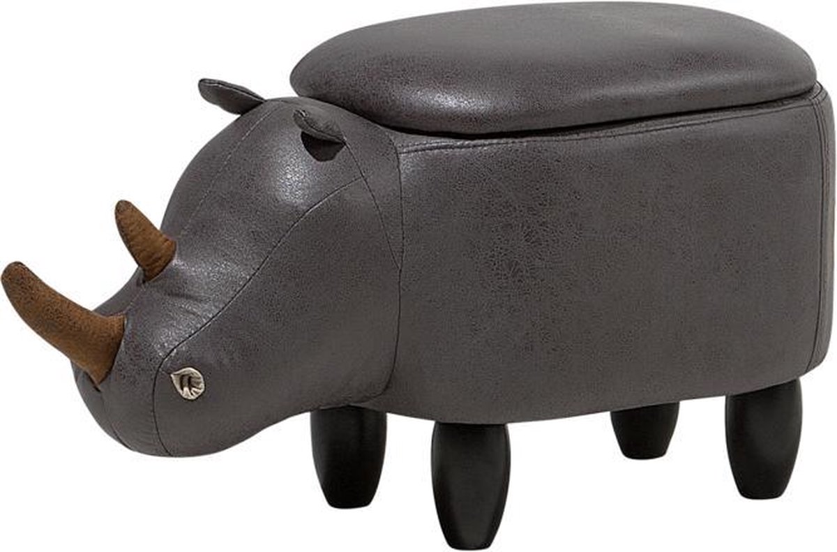 Beliani Rhino Hocker Kunstleer 32 X 60 Cm - Grijs