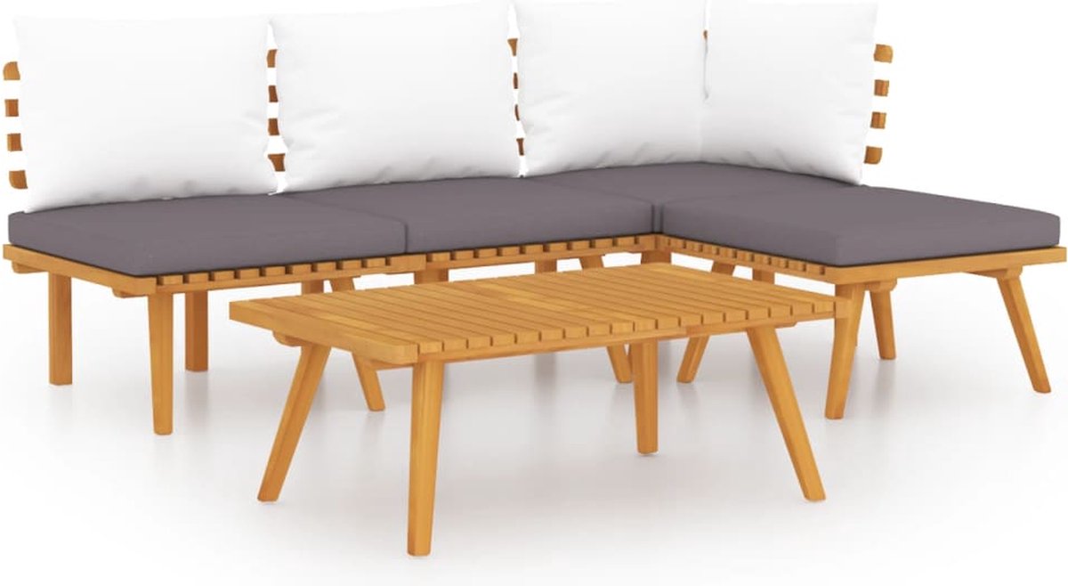 Vidaxl 5-delige Loungeset Met Kussens Massief Acaciahout - Bruin