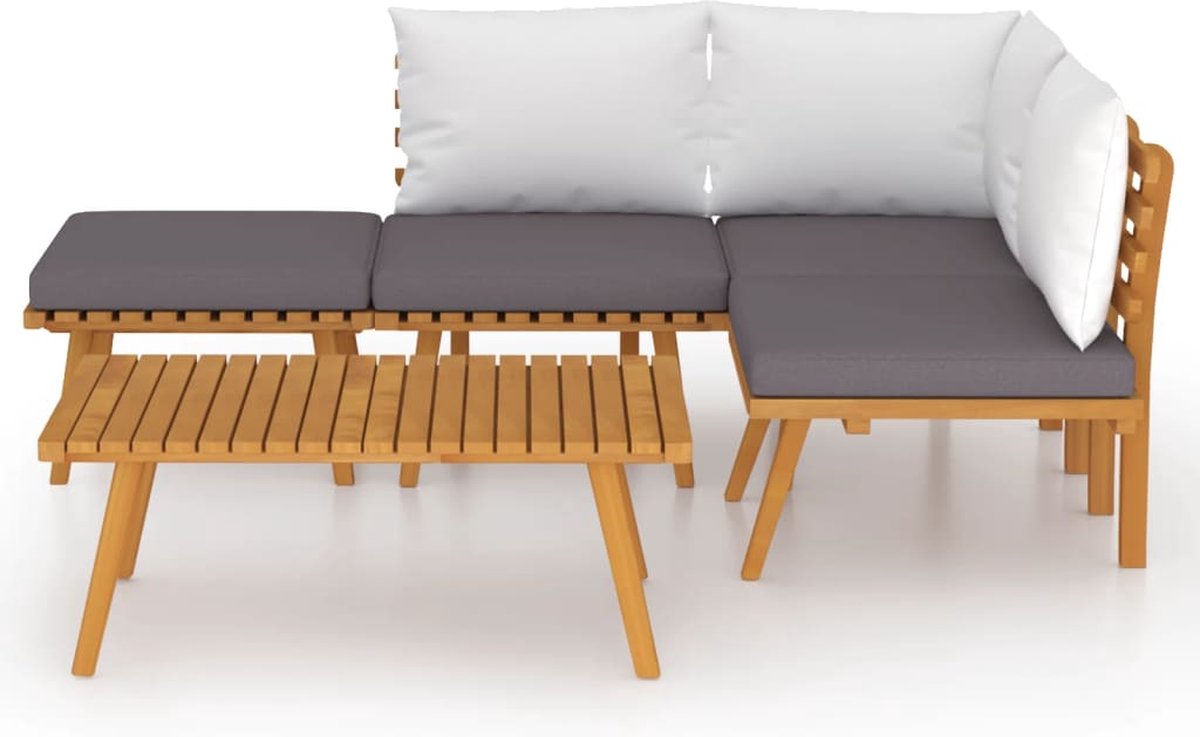 Vidaxl 5-delige Loungeset Met Kussens Massief Acaciahout - Bruin