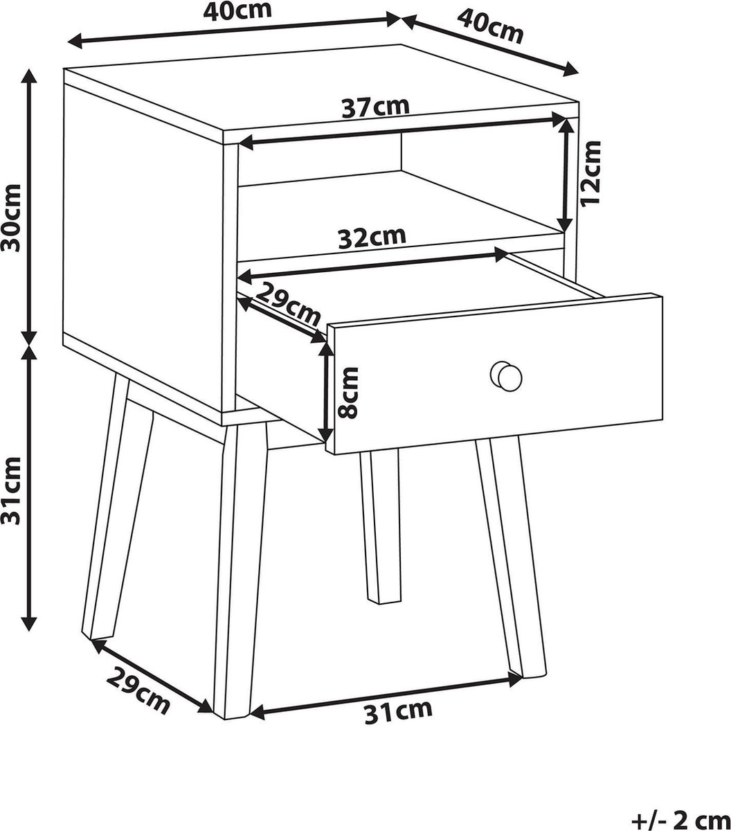 Beliani Rodes Nachtkastje Mdf 40 X 40 Cm - Bruin
