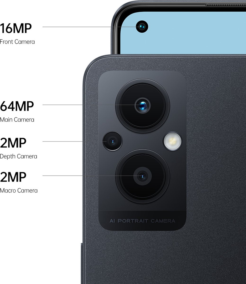 Oppo Reno8 Lite Dual-sim 5G - 128 GB Cosmic Black - Zwart