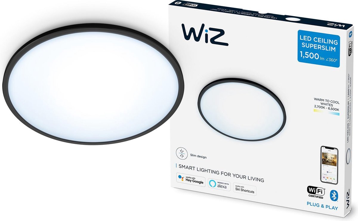 WIZ Superslim 16 W Warmwit - Zwart