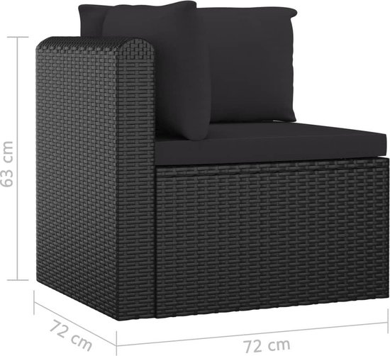 Vidaxl 5-delige Loungeset Met Kussens Poly Rattan - Zwart