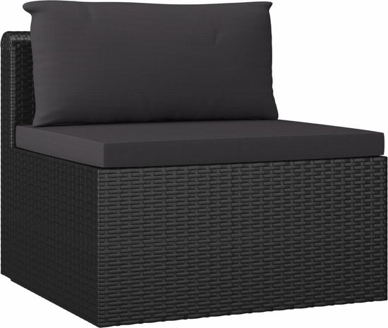 Vidaxl 5-delige Loungeset Met Kussens Poly Rattan - Zwart