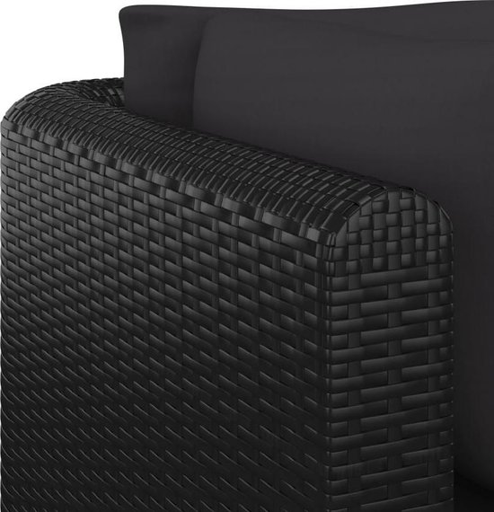 Vidaxl 5-delige Loungeset Met Kussens Poly Rattan - Zwart