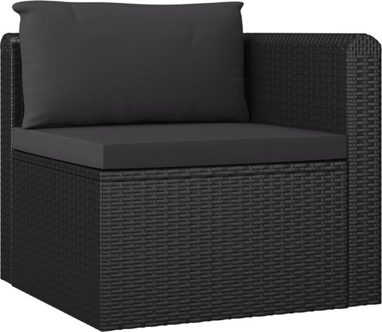 Vidaxl 5-delige Loungeset Met Kussens Poly Rattan - Zwart