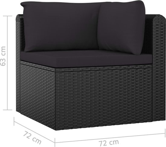Vidaxl 5-delige Loungeset Met Kussens Poly Rattan - Zwart
