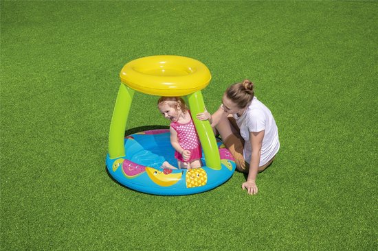 Bestway Peuterzwembad - Opblaasbaar - 2+ - Fruitthema - Met Schaduwdakje - 91x91cm - Pvc - 26l