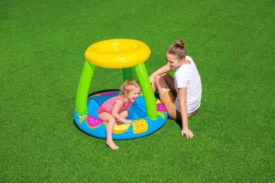 Bestway Peuterzwembad - Opblaasbaar - 2+ - Fruitthema - Met Schaduwdakje - 91x91cm - Pvc - 26l