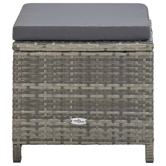 Vidaxl 5-delige Tuinset Met Kussens Poly Rattan - Grijs