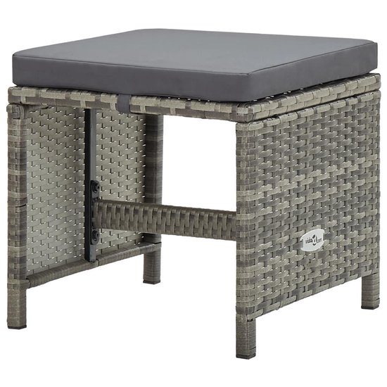 Vidaxl 5-delige Tuinset Met Kussens Poly Rattan - Grijs