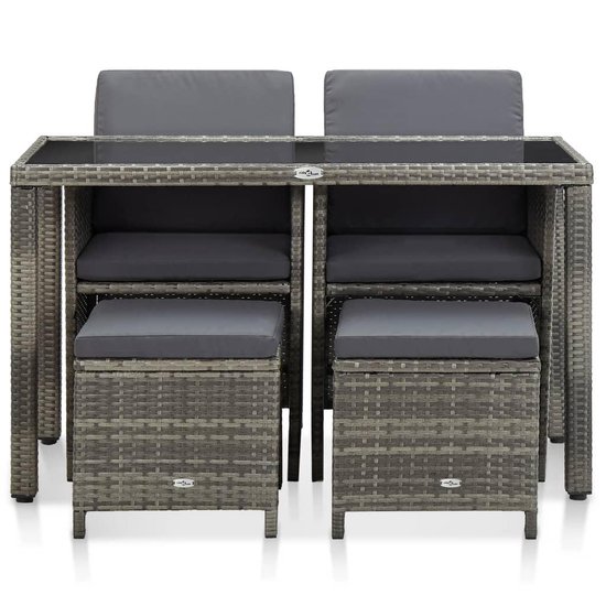 Vidaxl 5-delige Tuinset Met Kussens Poly Rattan - Grijs