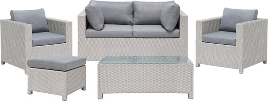 Beliani Milano Loungeset Pe Rotan 75 X 140 Cm - Gris