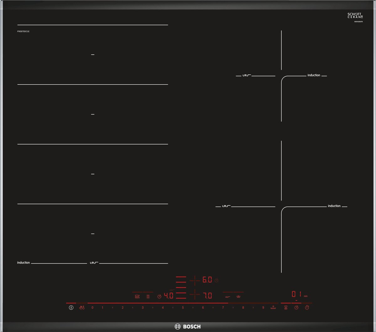 Bosch inductie kookplaat (inbouw) PXE675DC1E - Silver