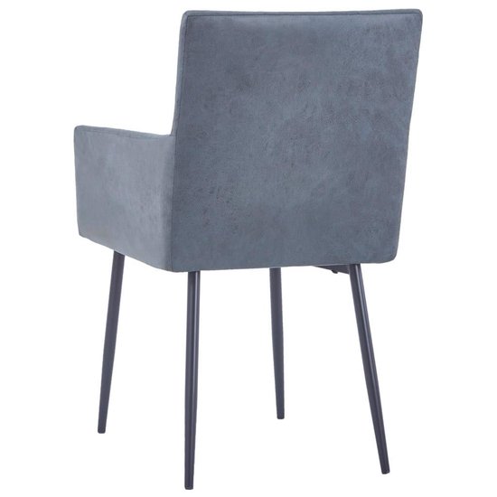 Vidaxl Eetkamerstoelen Met Armleuningen 2 St Kunstsuède - Grijs