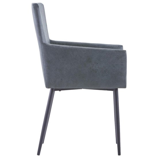 Vidaxl Eetkamerstoelen Met Armleuningen 2 St Kunstsuède - Grijs