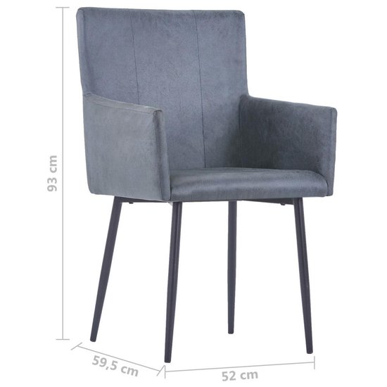 Vidaxl Eetkamerstoelen Met Armleuningen 2 St Kunstsuède - Grijs