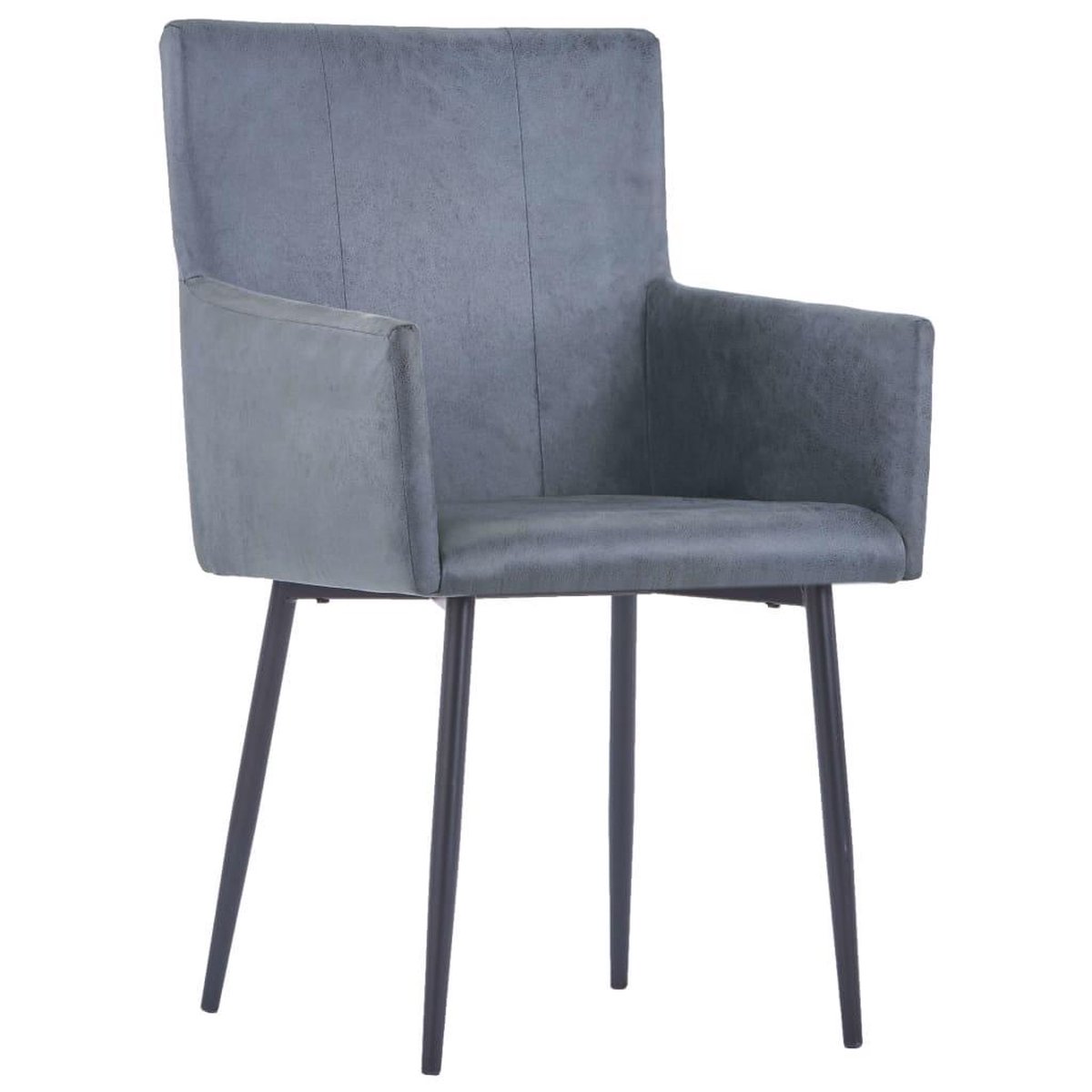 Vidaxl Eetkamerstoelen Met Armleuningen 2 St Kunstsuède - Grijs