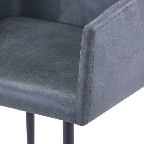 Vidaxl Eetkamerstoelen Met Armleuningen 2 St Kunstsuède - Grijs