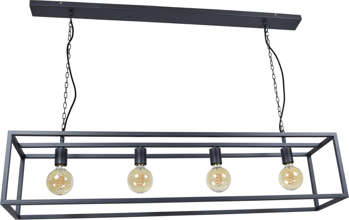 Lamponline Hanglamp Frame 4 Lichts L 120 Cm B 25 Cm - Zwart