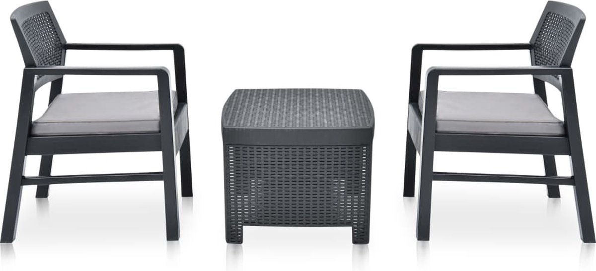 Vidaxl 3-delige Loungeset Kunststof Antraciet - Grijs