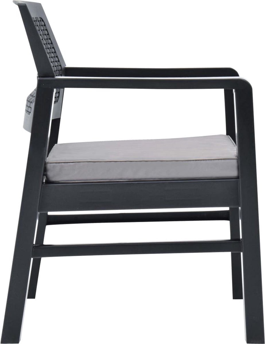 Vidaxl 3-delige Loungeset Kunststof Antraciet - Grijs