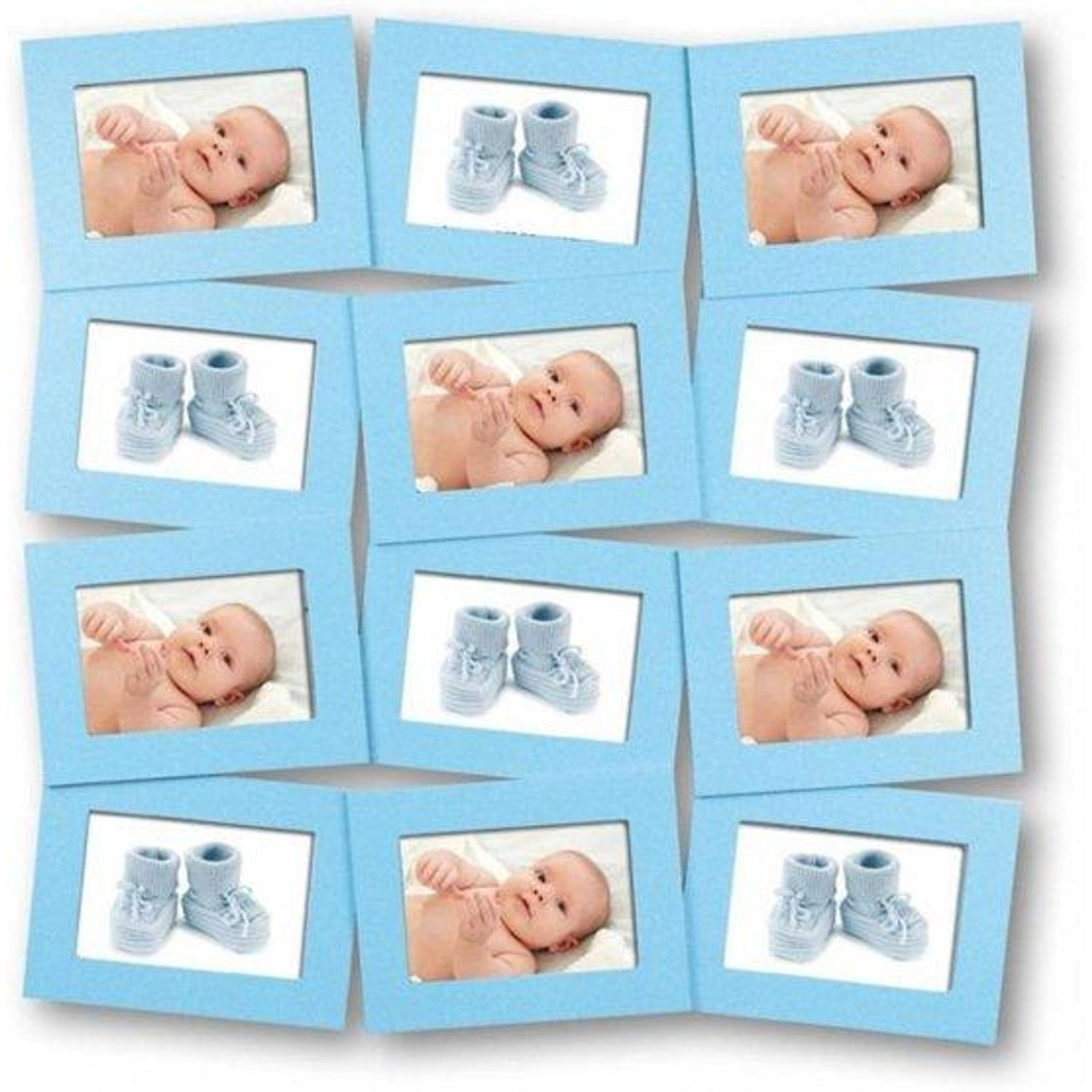 Zep - Houten Baby Multi Fotolijst Trento Blue Voor Foto Formaat 12x 10x15 - 3412lb - Blauw