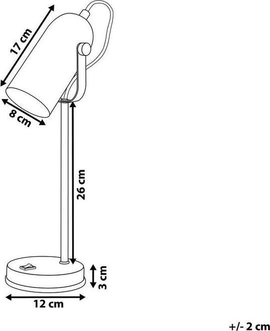 Beliani Tyria Tafellamp Metaal 12 X 12 Cm - Wit