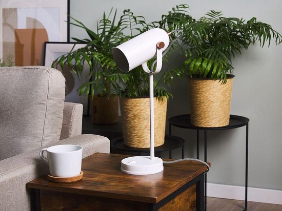 Beliani Tyria Tafellamp Metaal 12 X 12 Cm - Wit