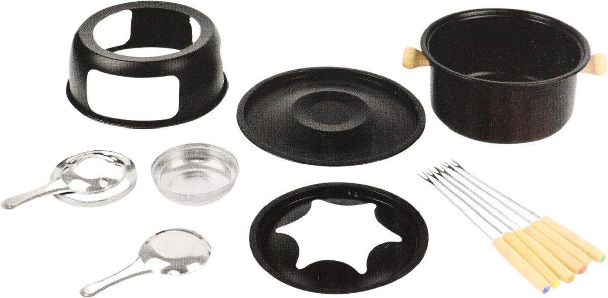 Orange85 Fondueset - Fonduepan - Dubbele Brandstofbrander 6 Personen - Zwart
