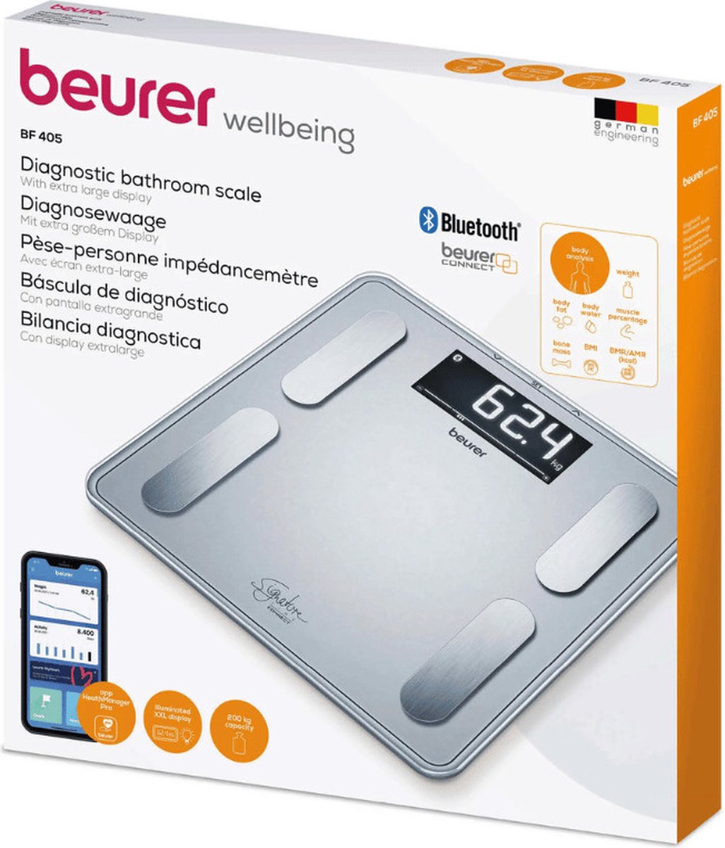 Beurer Bf405 Personenweegschaal Lichaamsanalyse Bluetooth 200kg Zilver - Silver
