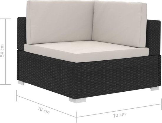 Vidaxl 3-delige Loungeset Met Kussens Poly Rattan - Zwart