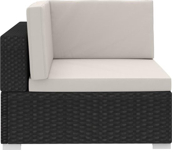 Vidaxl 3-delige Loungeset Met Kussens Poly Rattan - Zwart