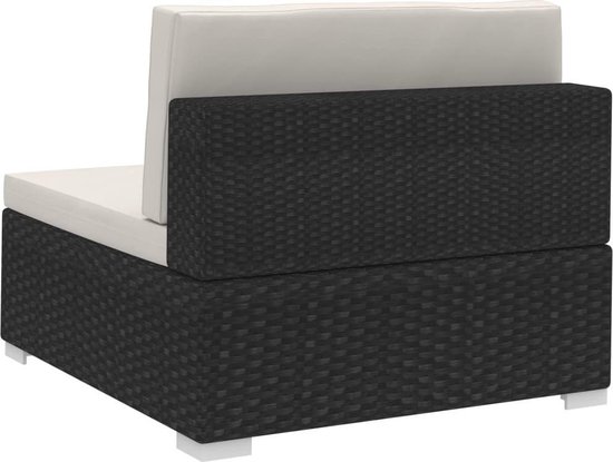 Vidaxl 3-delige Loungeset Met Kussens Poly Rattan - Zwart