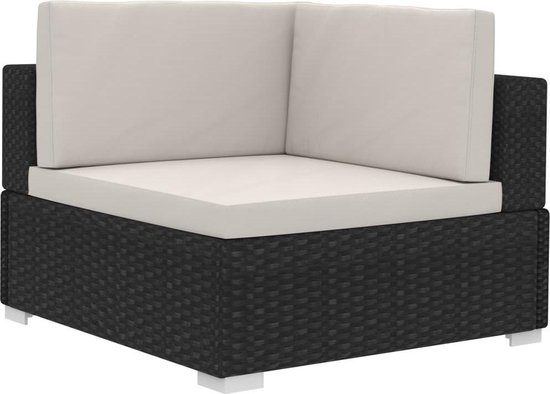 Vidaxl 3-delige Loungeset Met Kussens Poly Rattan - Zwart