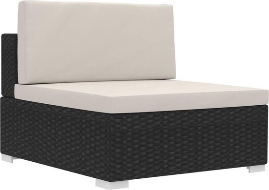 Vidaxl 3-delige Loungeset Met Kussens Poly Rattan - Zwart