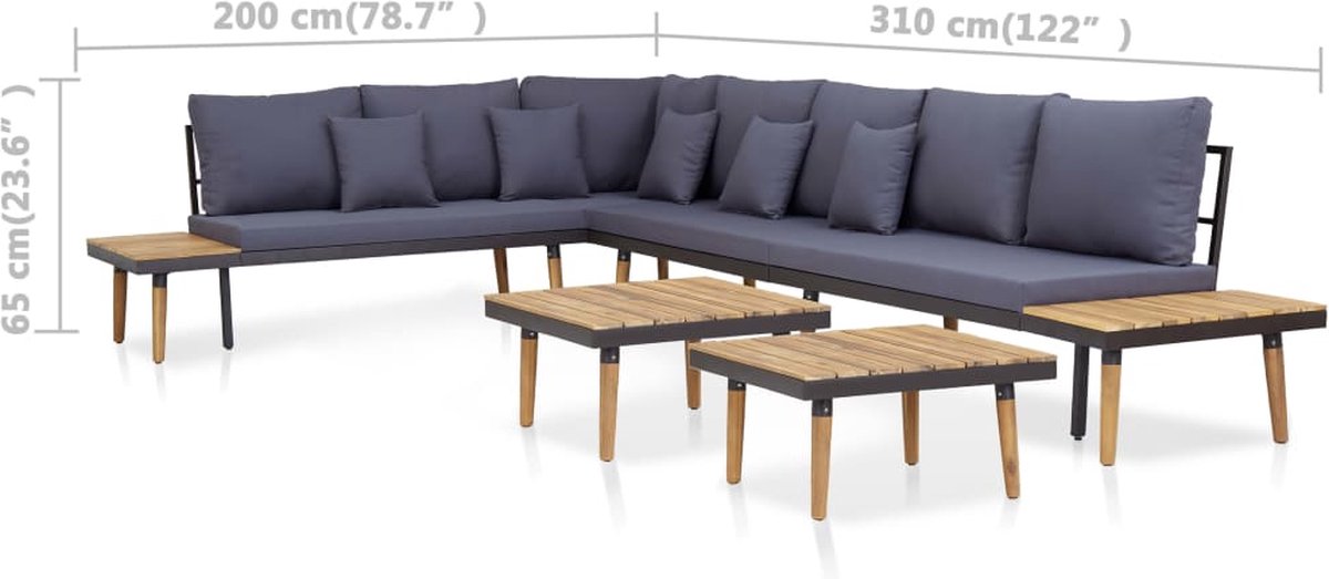 Vidaxl 5-delige Loungeset Met Kussens Massief Acaciahout - Bruin